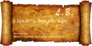 Lipták Benjámin névjegykártya