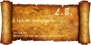 Lipták Benjámin névjegykártya